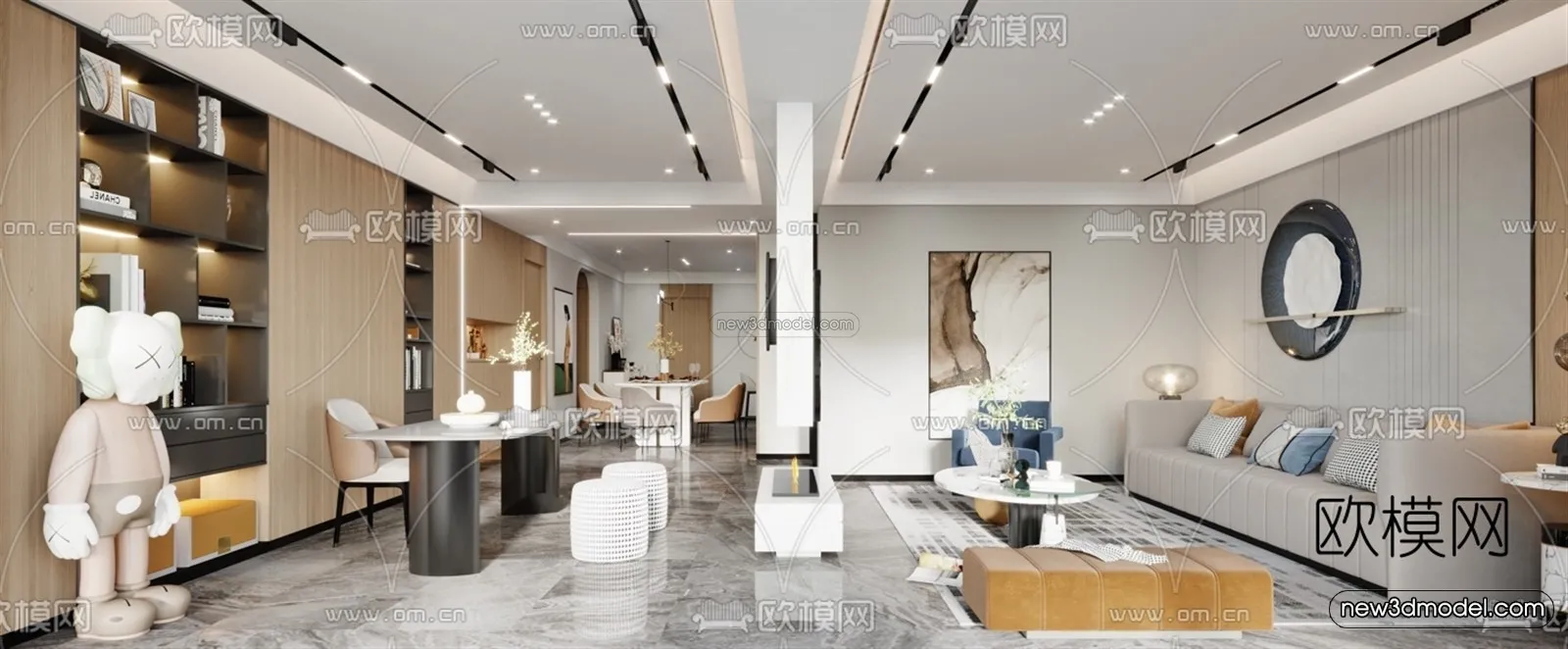 Modern Style Interior 3D Blocks – Living Room 3D Model – 025 – VRAY