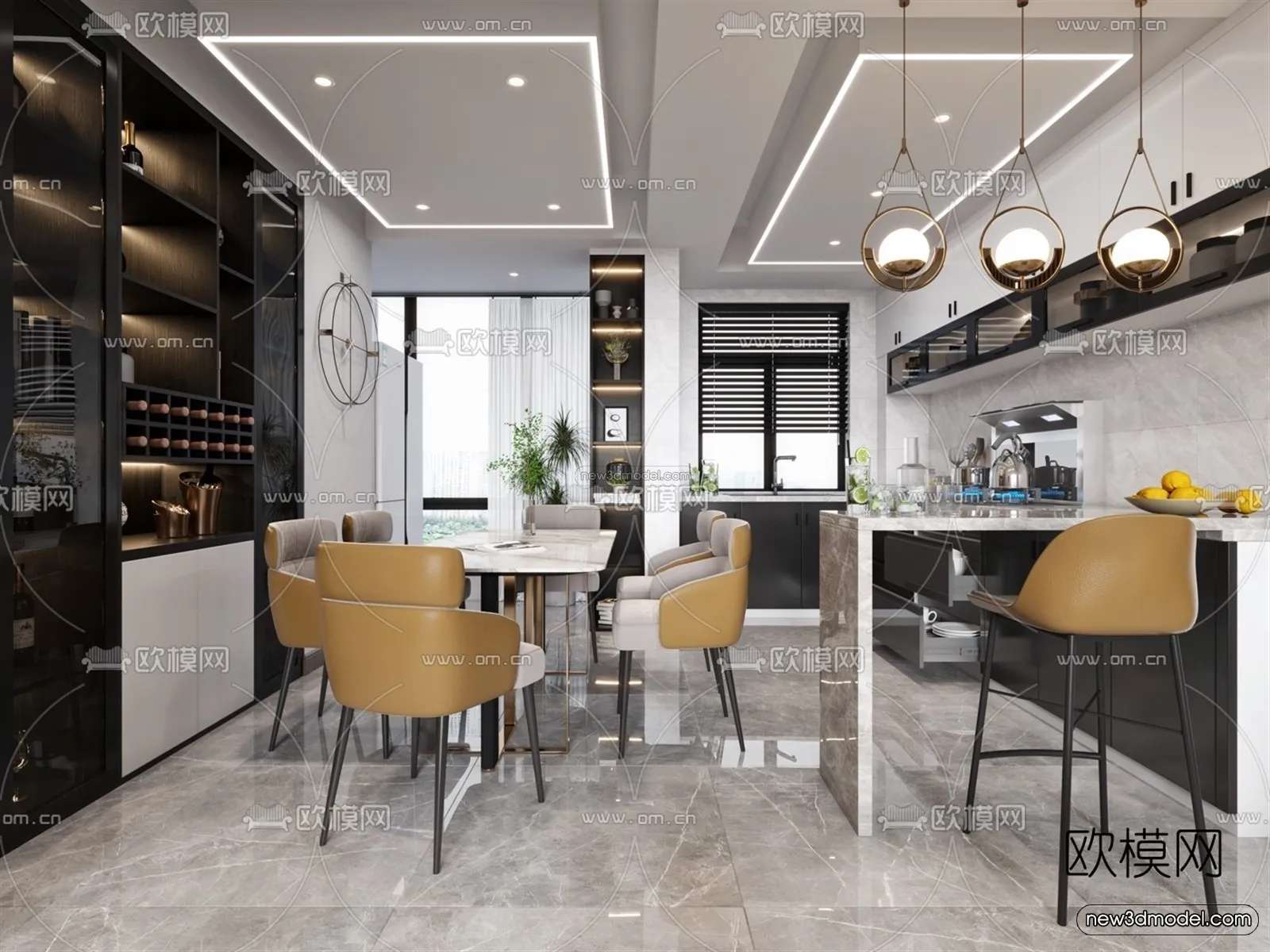 Modern Style Interior 3D Blocks – Living Room 3D Model – 027 – VRAY