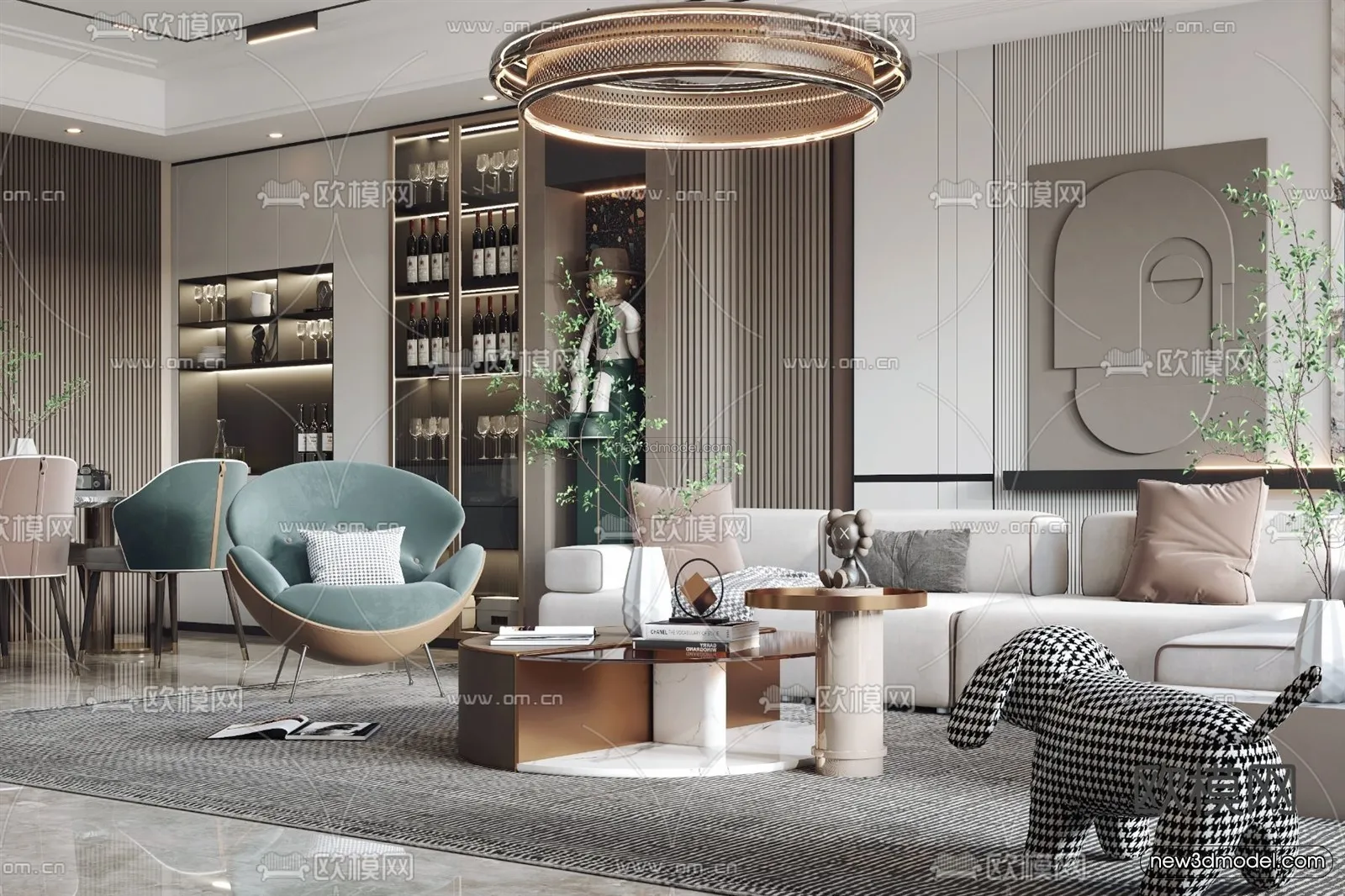 Modern Style Interior 3D Blocks – Living Room 3D Model – 028 – VRAY