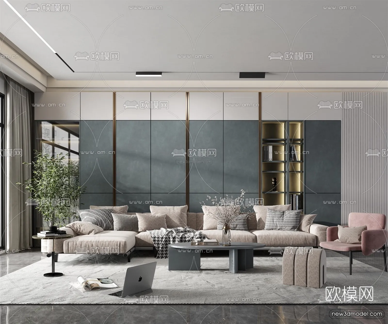 Modern Style Interior 3D Blocks – Living Room 3D Model – 033 – VRAY