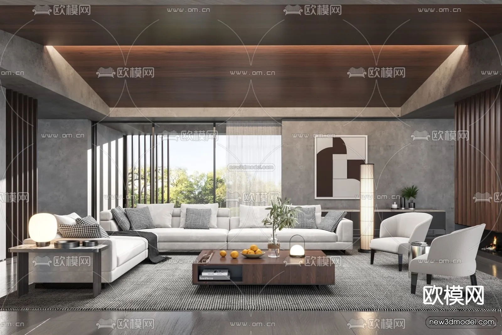 Modern Style Interior 3D Blocks – Living Room 3D Model – 035 – VRAY