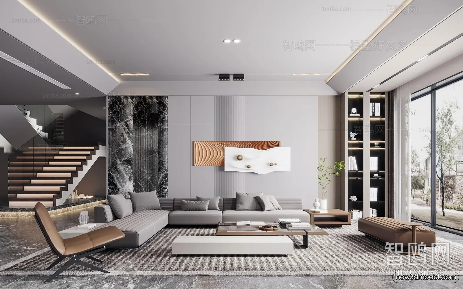 Modern Style Interior 3D Blocks – Living Room 3D Model – 038 – VRAY