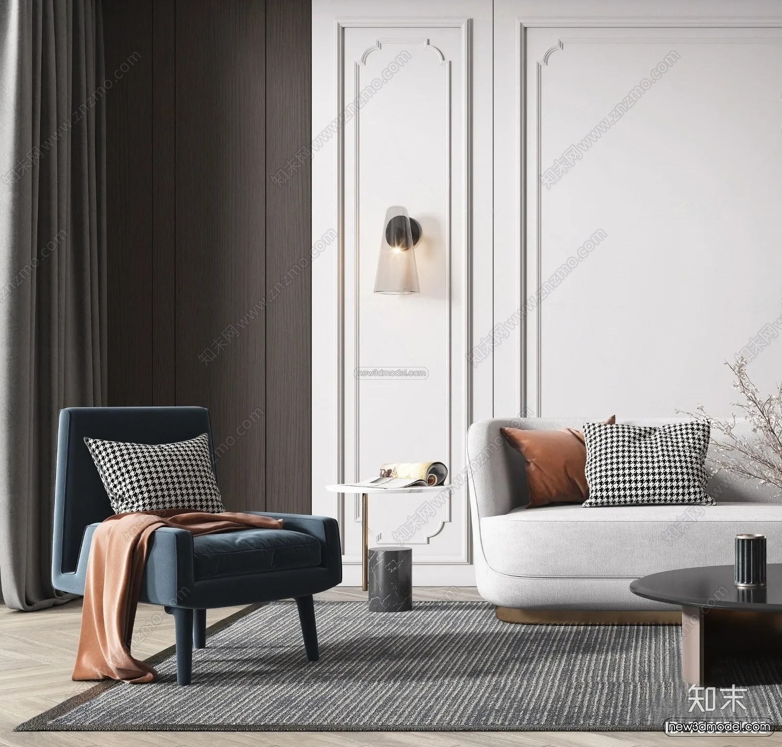 Modern Style Interior 3D Blocks – Living Room 3D Model – 050 – VRAY