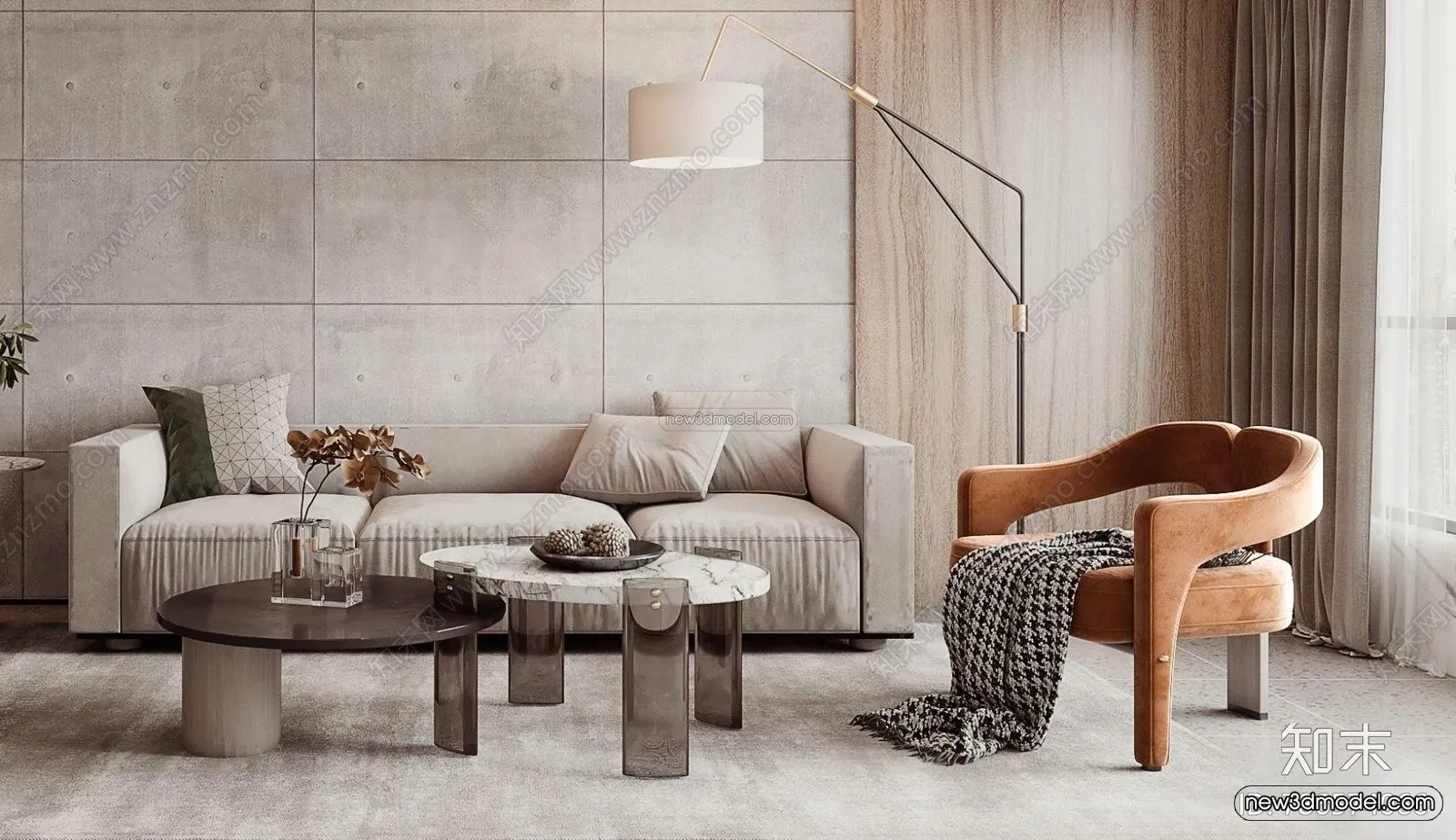 Modern Style Interior 3D Blocks – Living Room 3D Model – 051 – VRAY