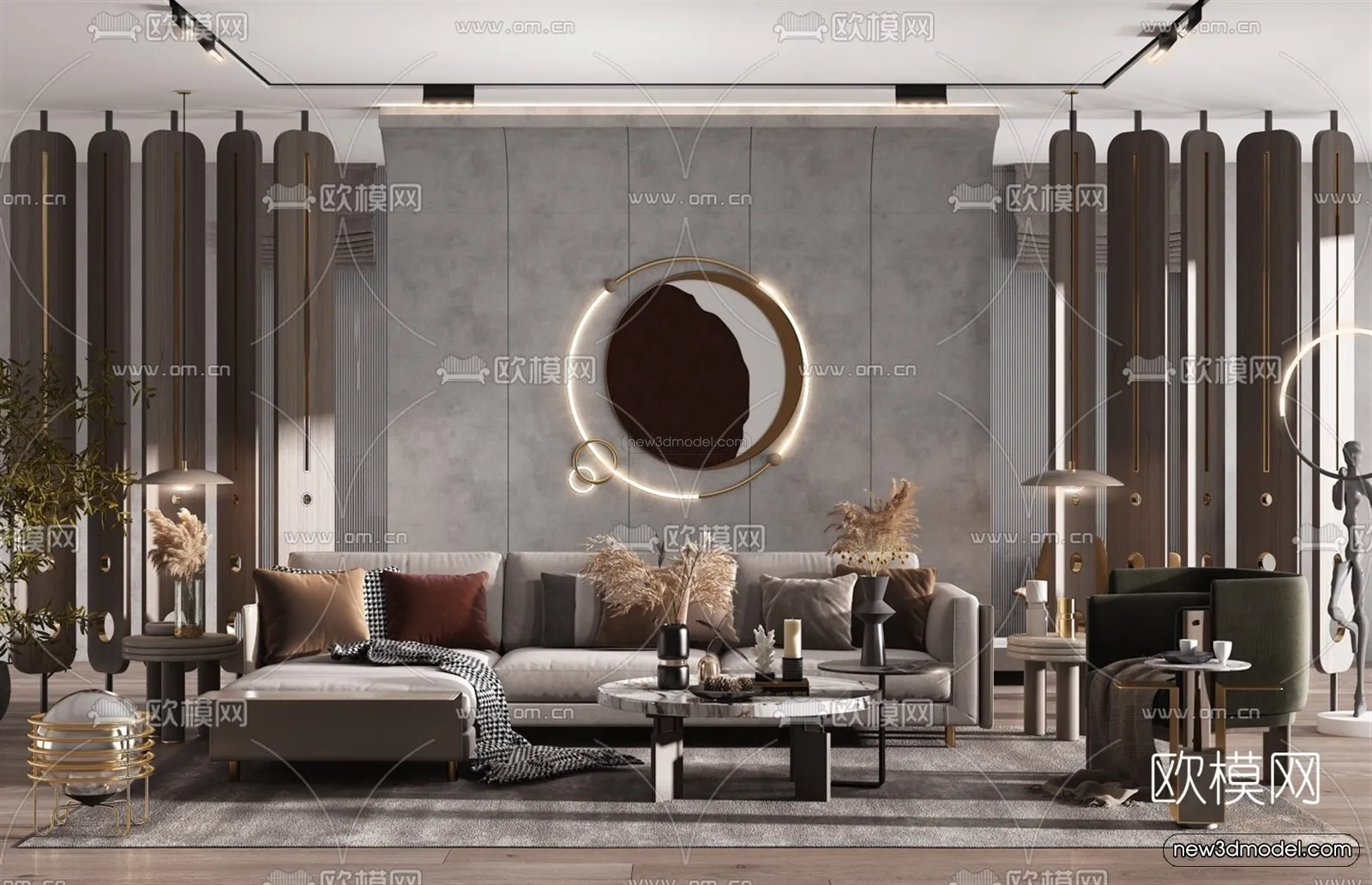 Modern Style Interior 3D Blocks – Living Room 3D Model – 054 – VRAY