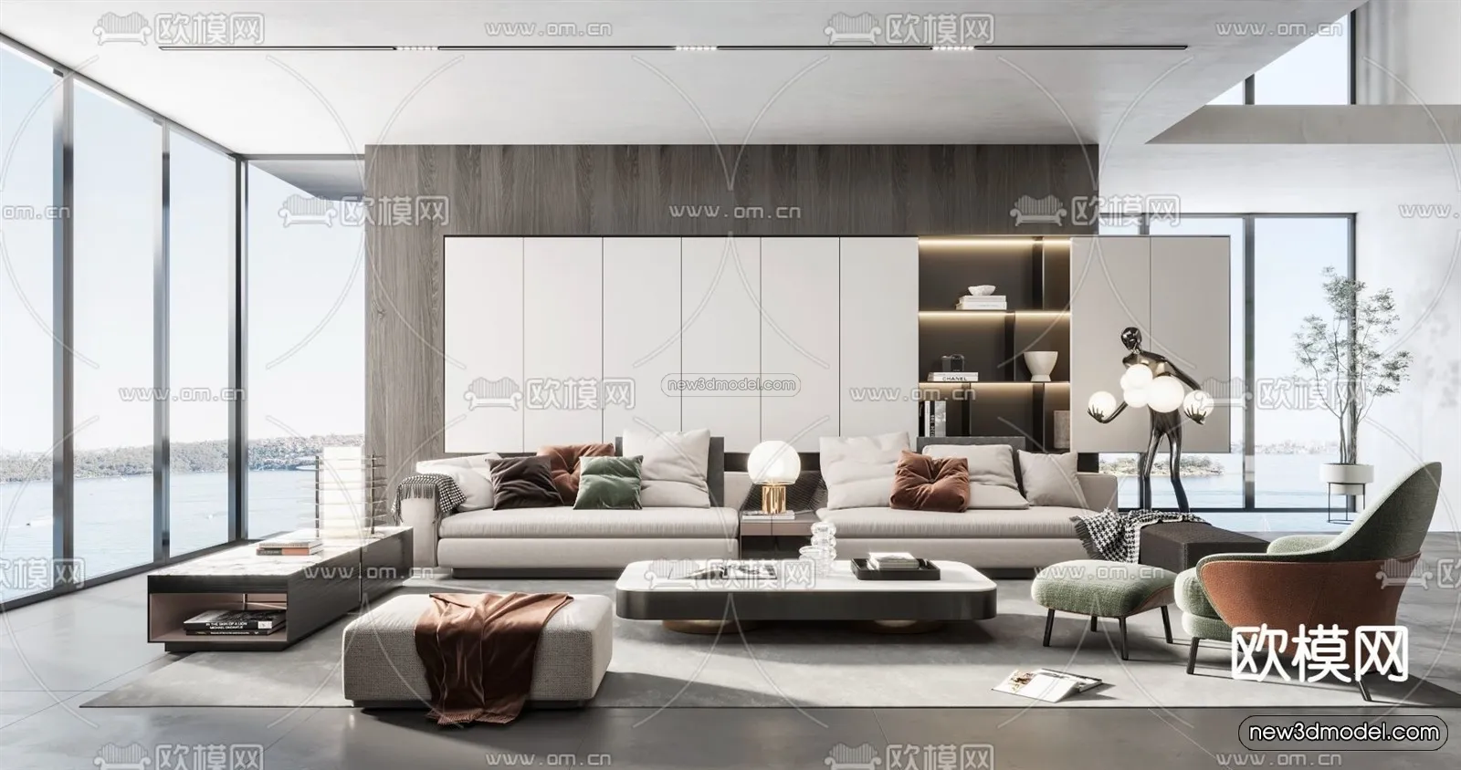 Modern Style Interior 3D Blocks – Living Room 3D Model – 058 – VRAY
