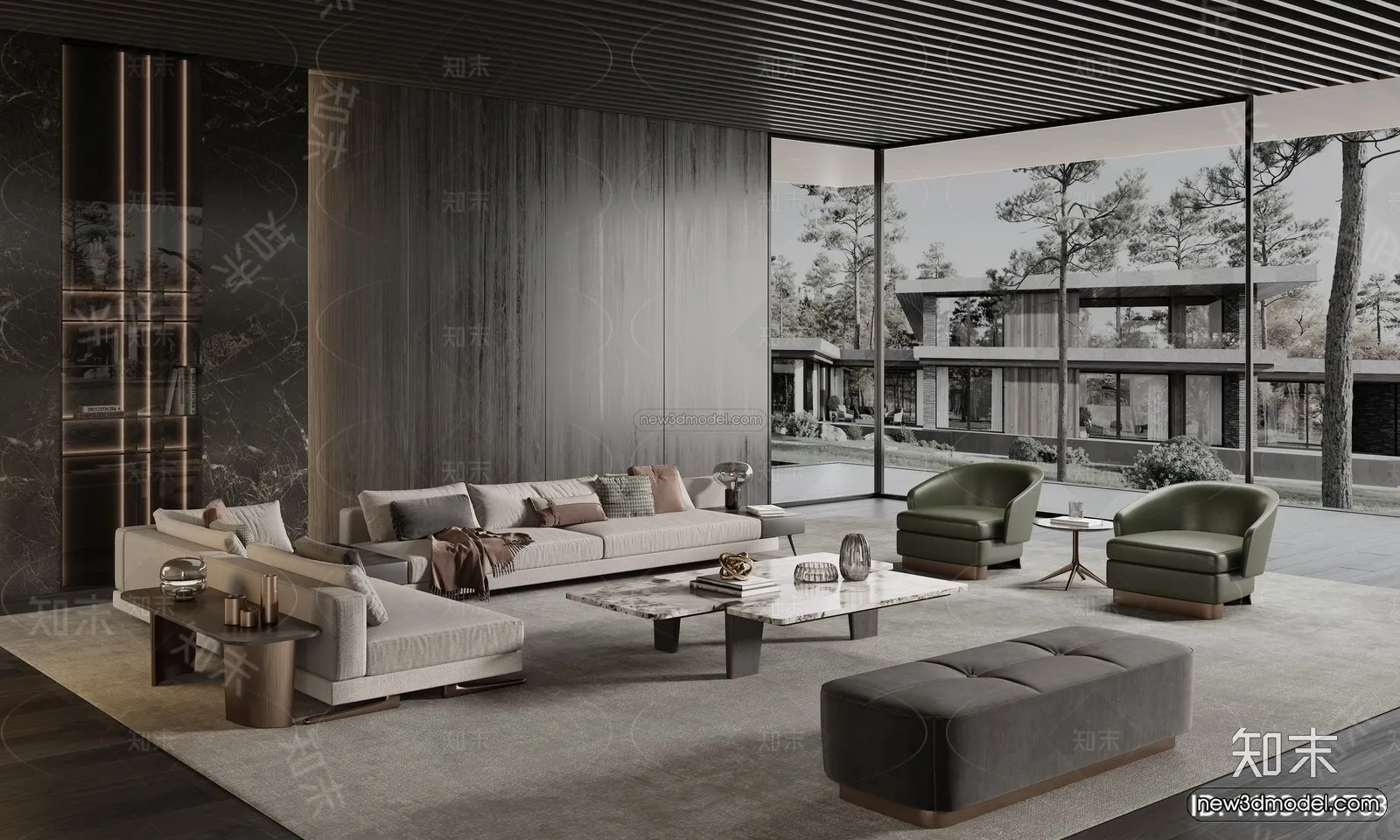 Modern Style Interior 3D Blocks – Living Room 3D Model – 059 – VRAY