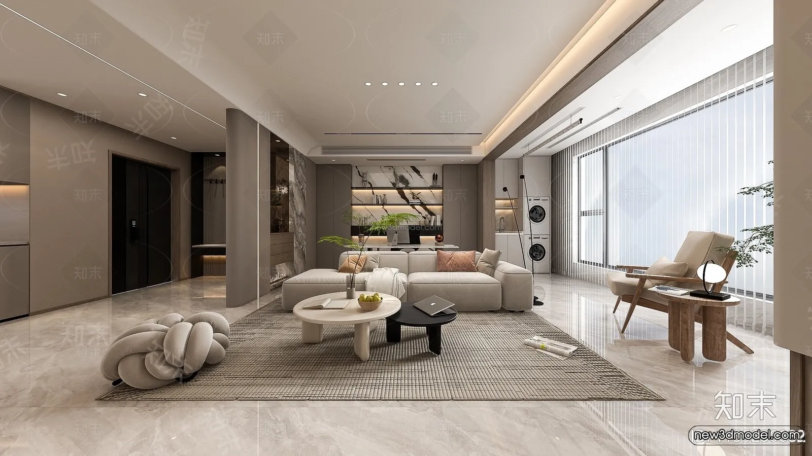 Modern Style Interior 3D Blocks – Living Room 3D Model – 060 – VRAY