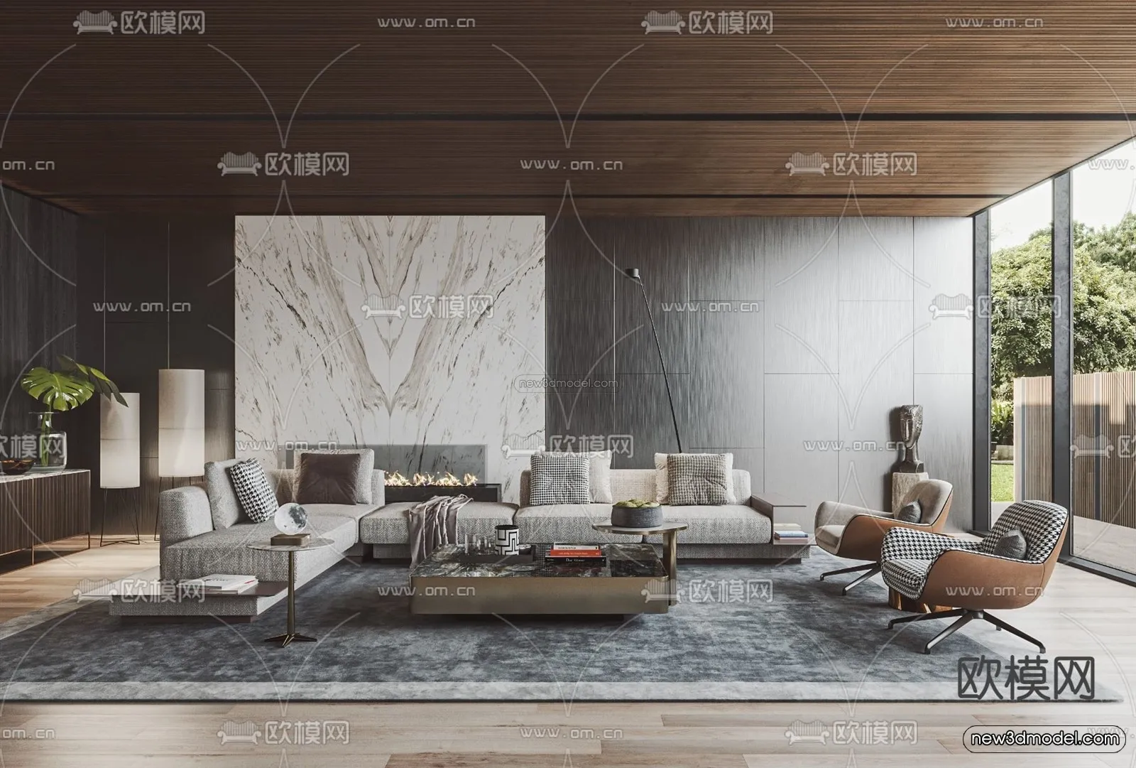 Modern Style Interior 3D Blocks – Living Room 3D Model – 063 – VRAY