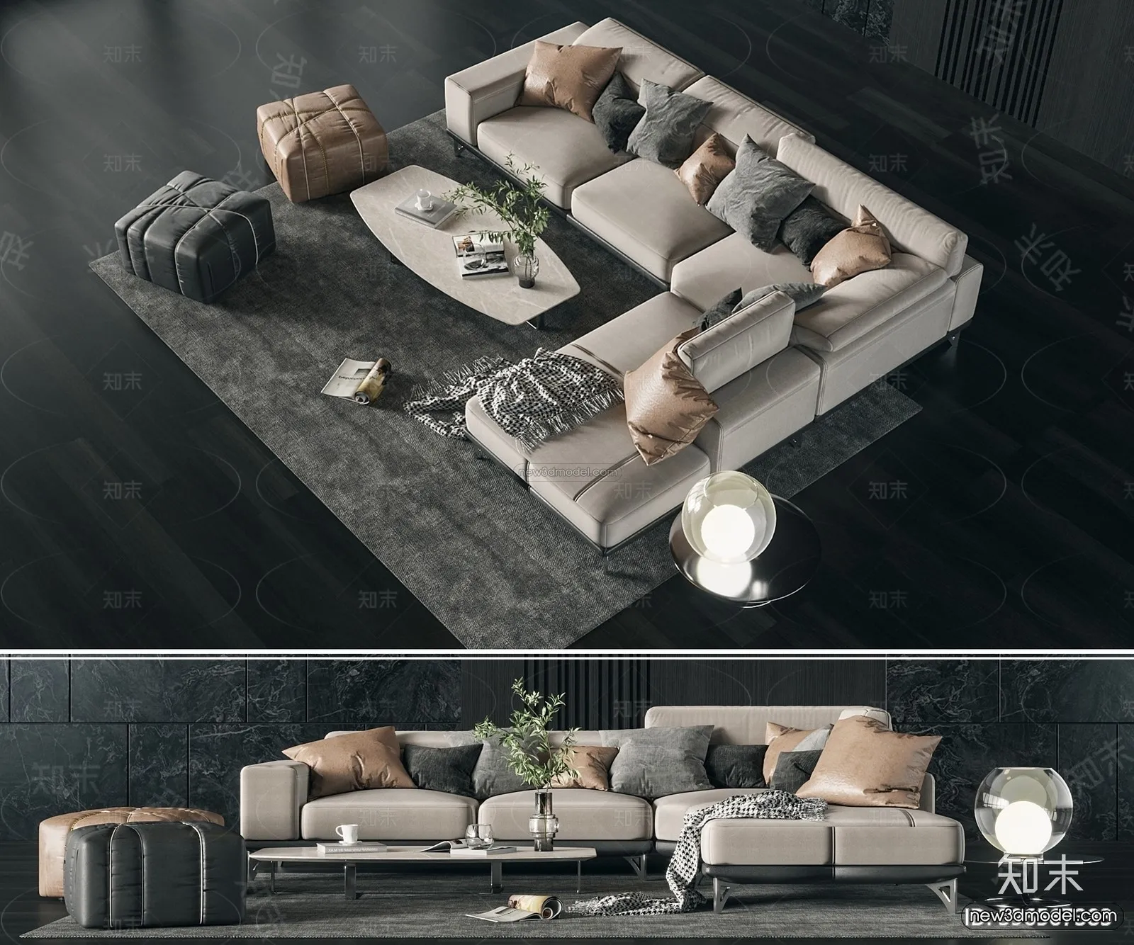 Modern Style Interior 3D Blocks – Living Room 3D Model – 064 – VRAY