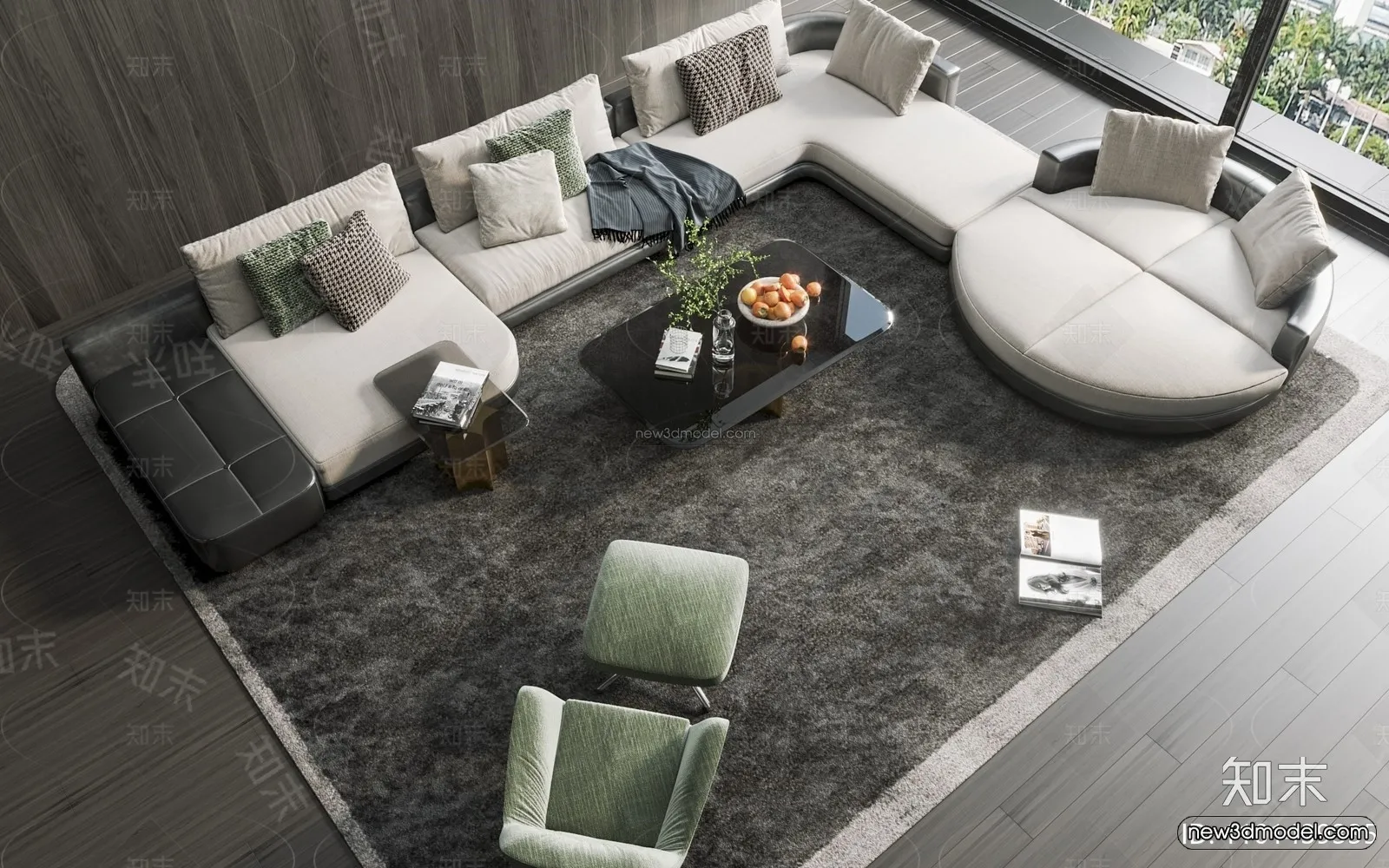 Modern Style Interior 3D Blocks – Living Room 3D Model – 065 – VRAY