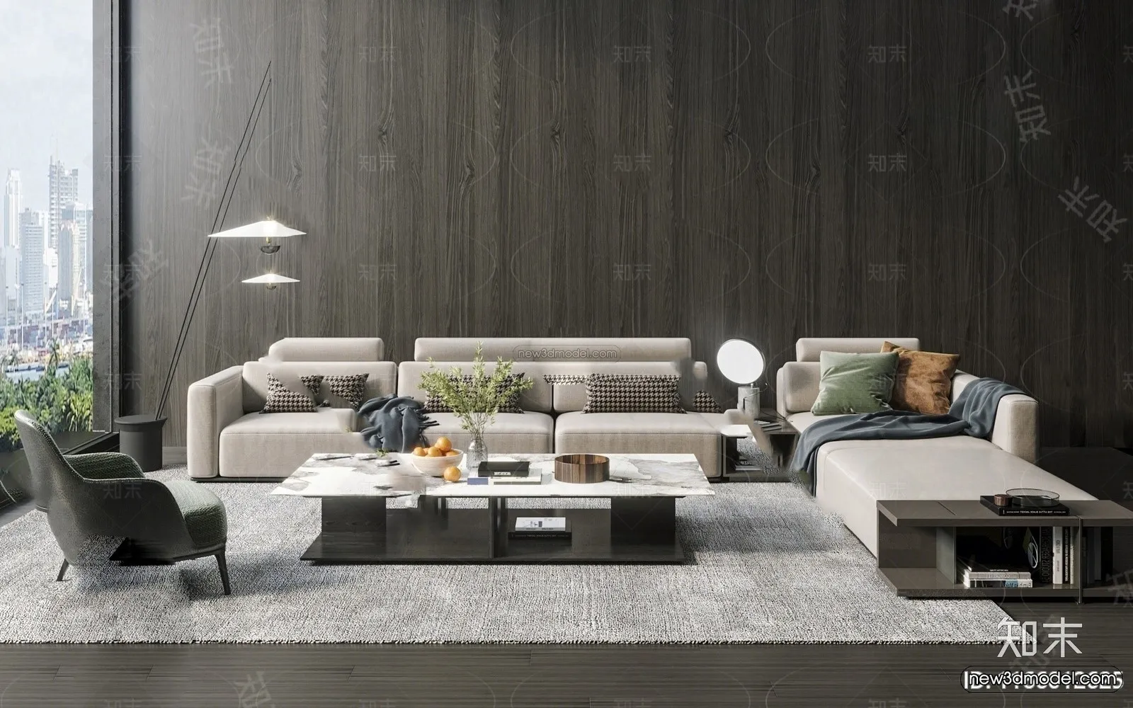 Modern Style Interior 3D Blocks – Living Room 3D Model – 066 – VRAY