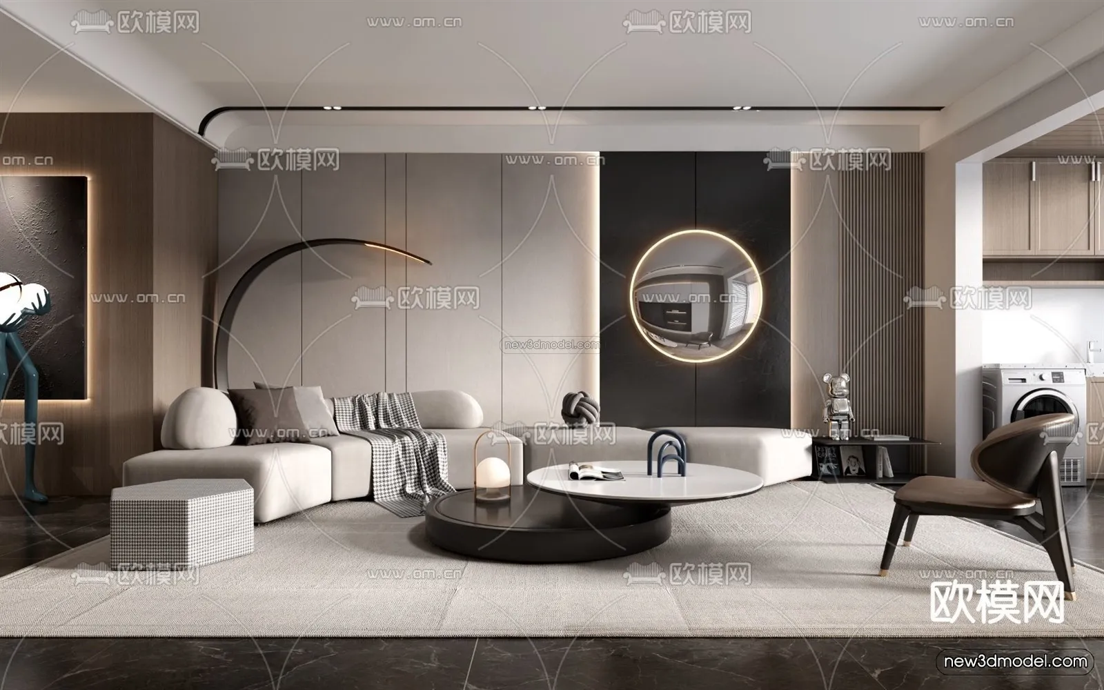 Modern Style Interior 3D Blocks – Living Room 3D Model – 067 – VRAY