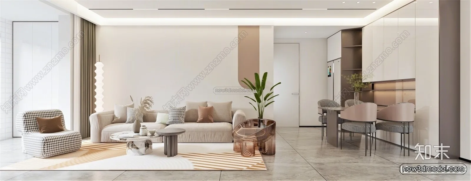 Modern Style Interior 3D Blocks – Living Room 3D Model – 069 – VRAY