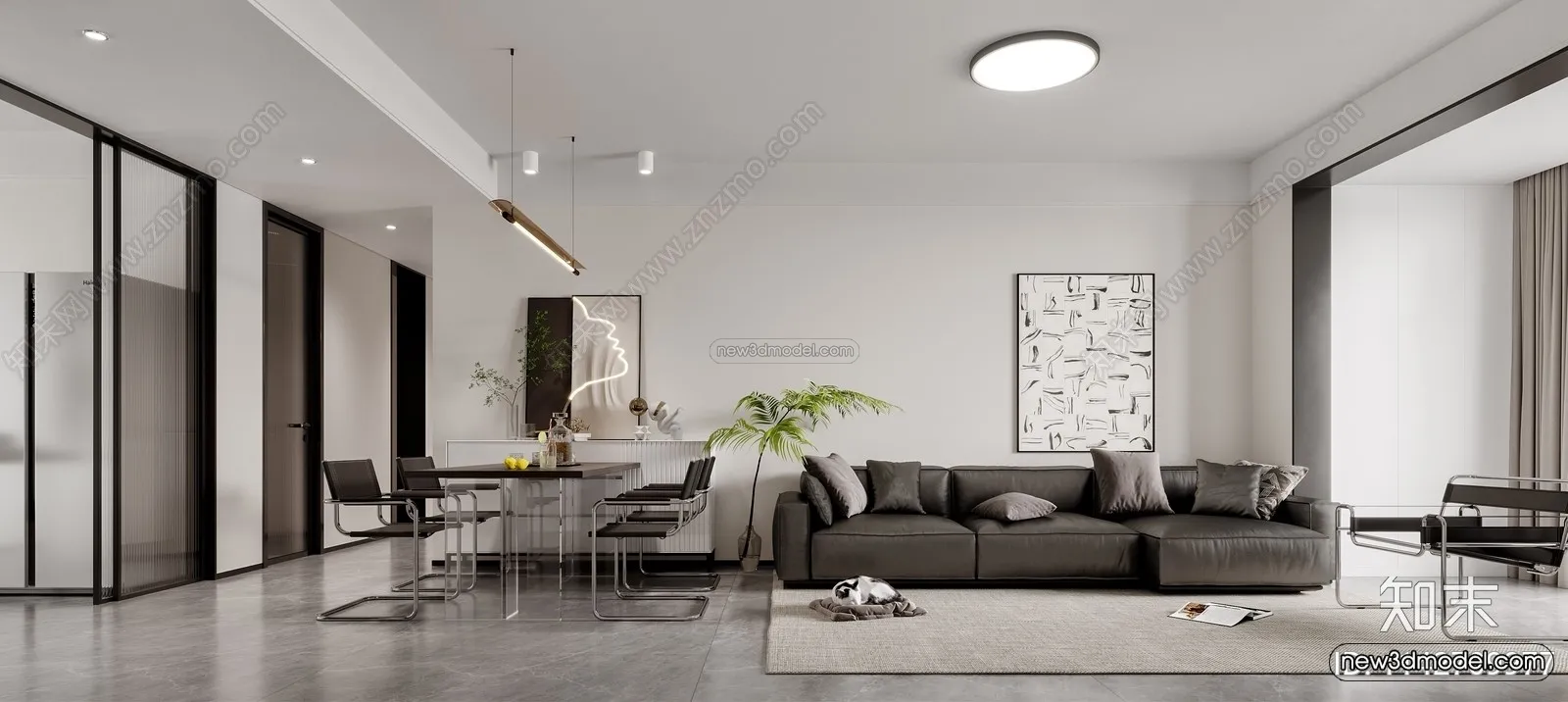 Modern Style Interior 3D Blocks – Living Room 3D Model – 070 – CORONA