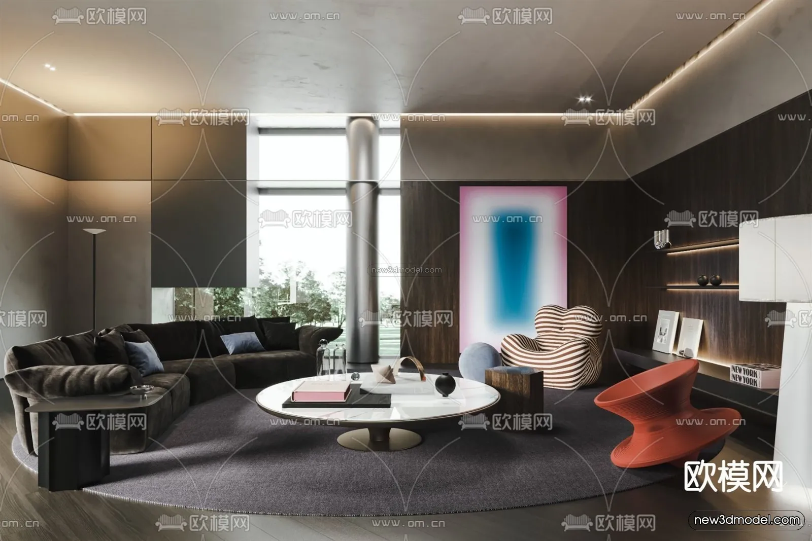 Modern Style Interior 3D Blocks – Living Room 3D Model – 073 – VRAY