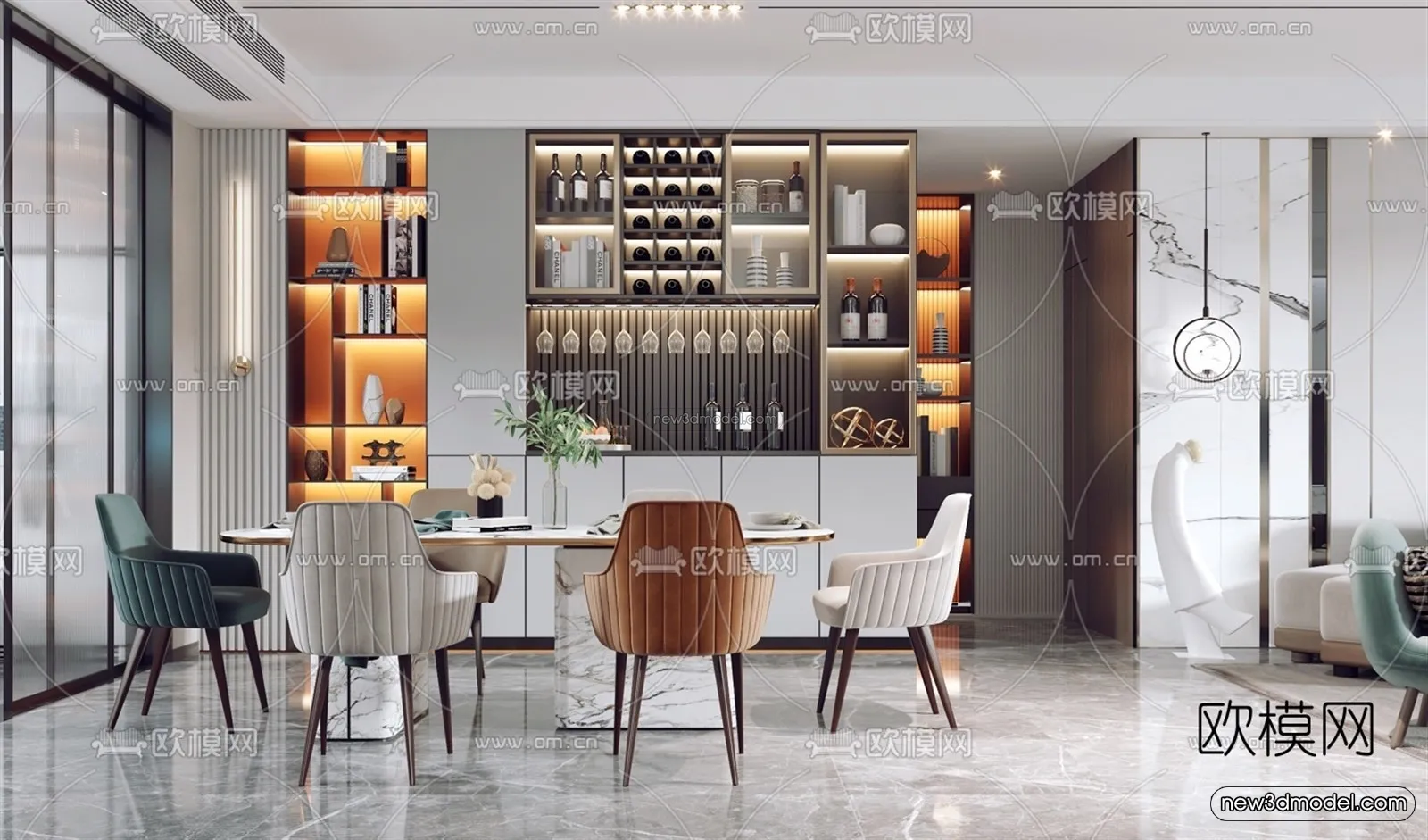 Modern Style Interior 3D Blocks – Living Room 3D Model – 074 – VRAY