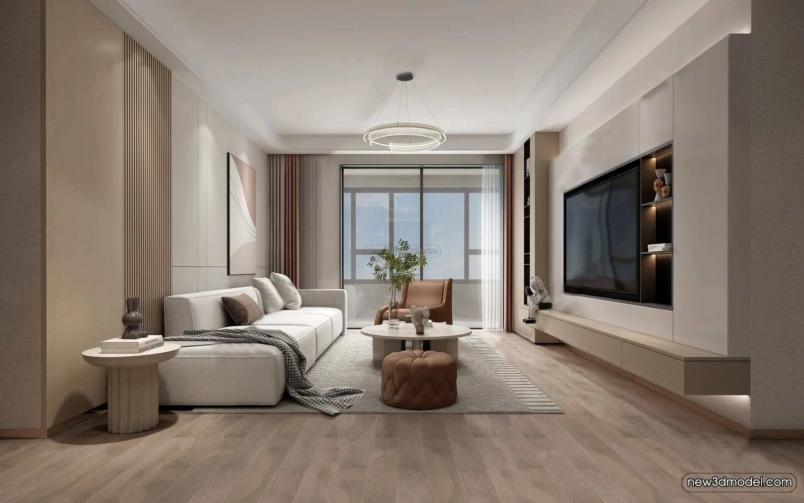 Modern Style Interior 3D Blocks – Living Room 3D Model – 076 – VRAY