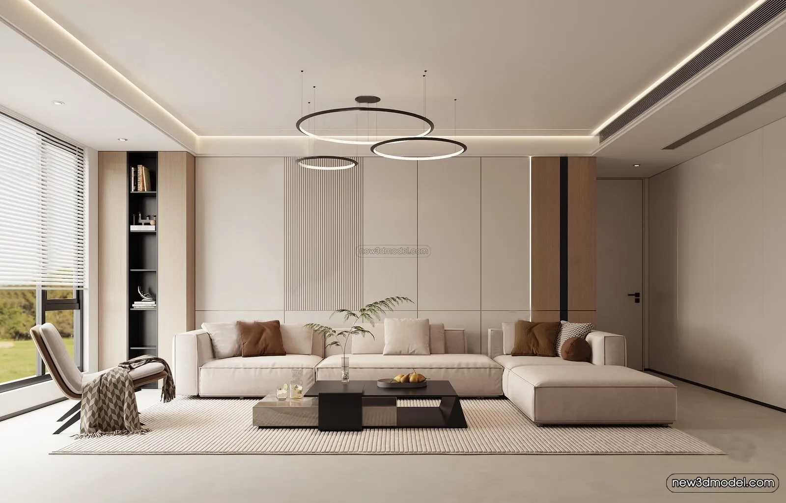 Modern Style Interior 3D Blocks – Living Room 3D Model – 077 – VRAY