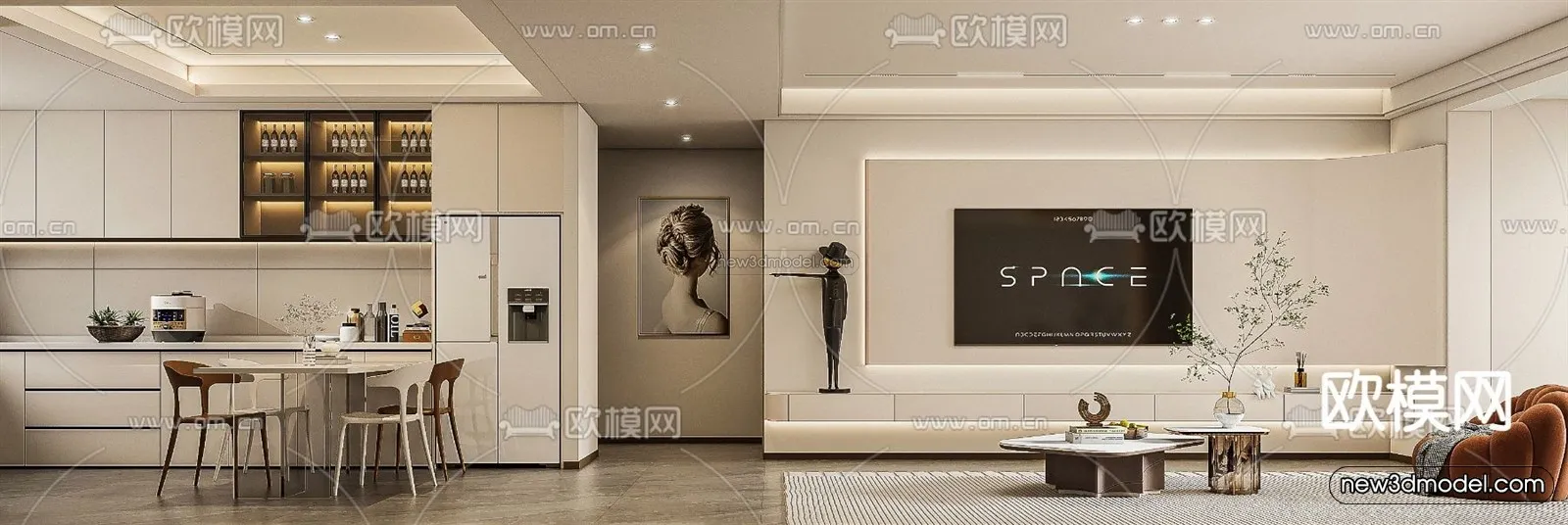 Modern Style Interior 3D Blocks – Living Room 3D Model – 079 – VRAY