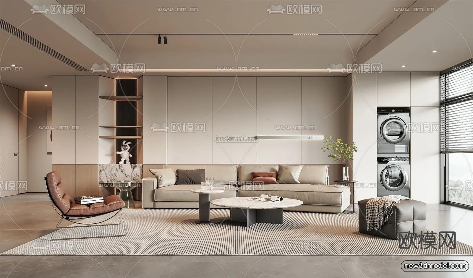 Modern Style Interior 3D Blocks – Living Room 3D Model – 080 – VRAY