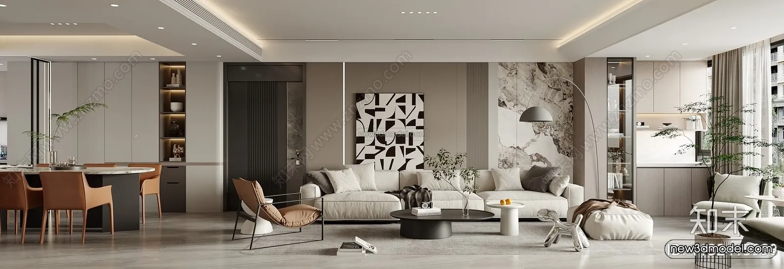 Modern Style Interior 3D Blocks – Living Room 3D Model – 081 – CORONA