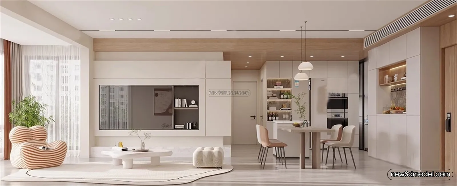 Modern Style Interior 3D Blocks – Living Room 3D Model – 084 – VRAY