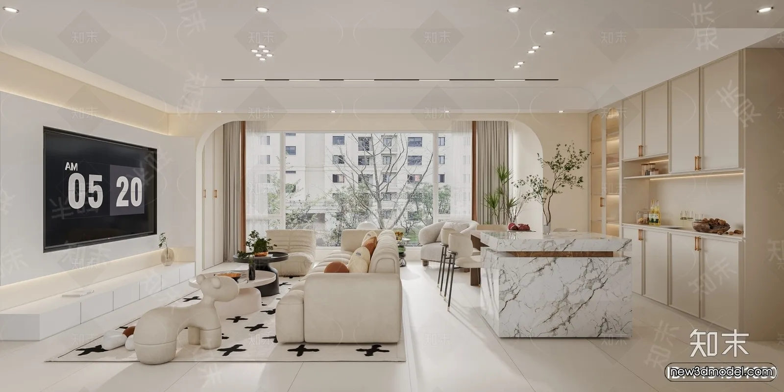 Modern Style Interior 3D Blocks – Living Room 3D Model – 086 – CORONA