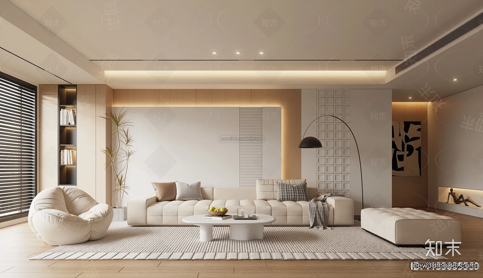 Modern Style Interior 3D Blocks – Living Room 3D Model – 087 – VRAY