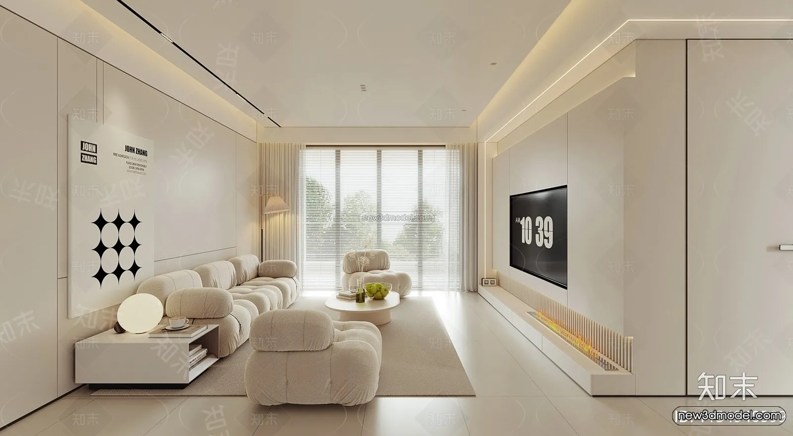 Modern Style Interior 3D Blocks – Living Room 3D Model – 088 – VRAY