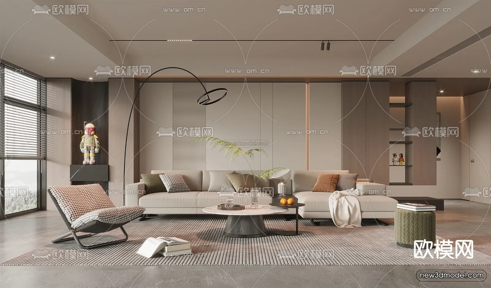 Modern Style Interior 3D Blocks – Living Room 3D Model – 089 – VRAY