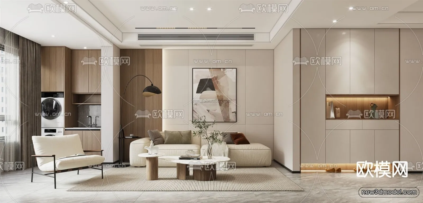 Modern Style Interior 3D Blocks – Living Room 3D Model – 091 – VRAY