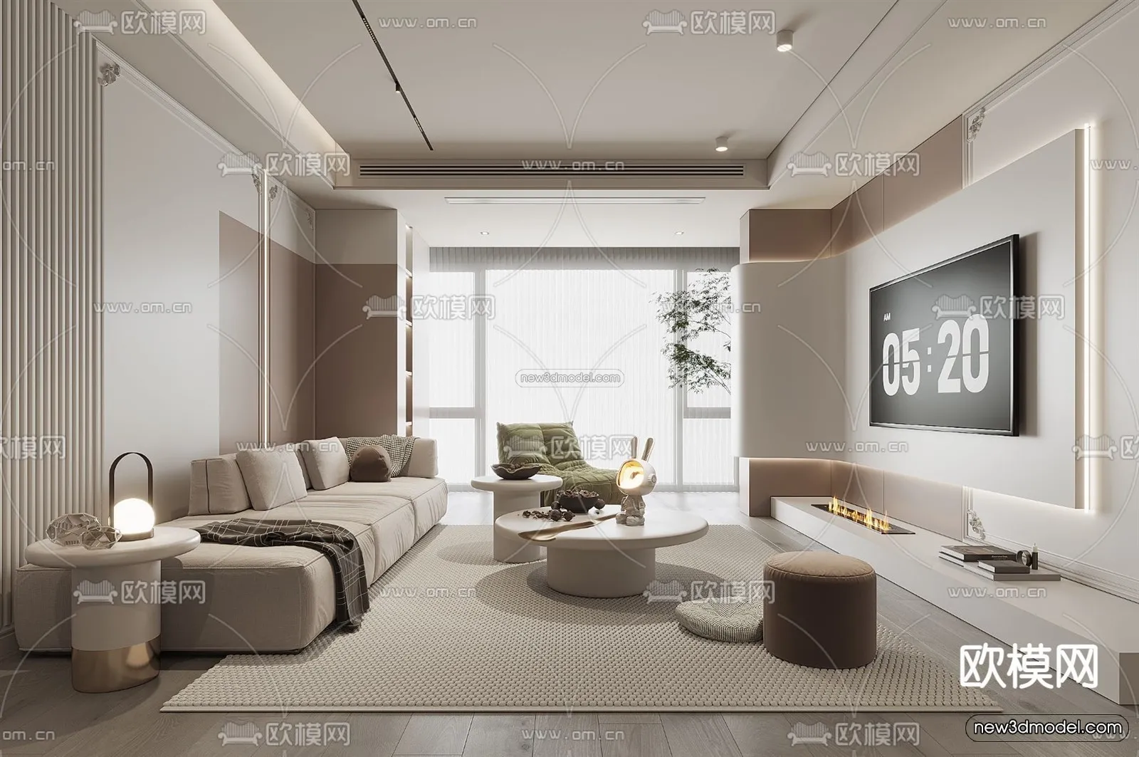 Modern Style Interior 3D Blocks – Living Room 3D Model – 092 – VRAY