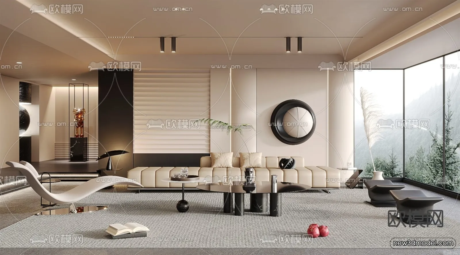 Modern Style Interior 3D Blocks – Living Room 3D Model – 094 – VRAY