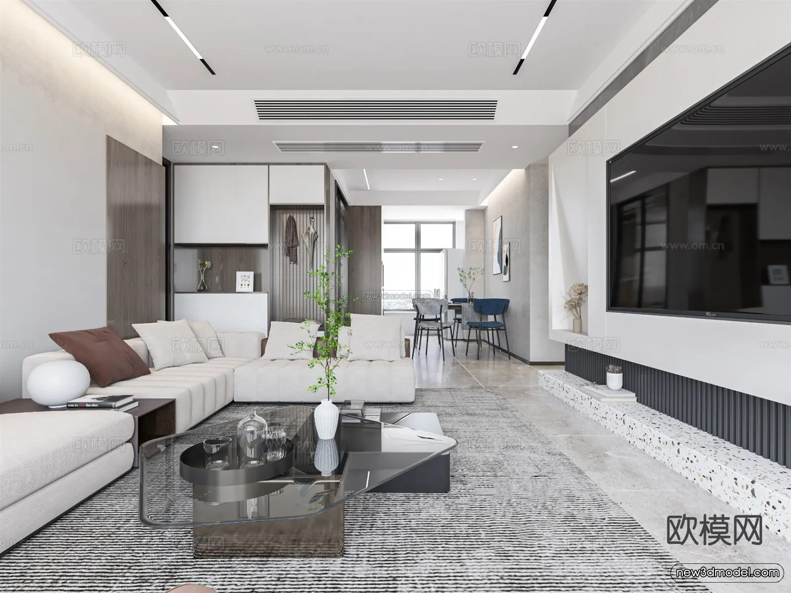 Modern Style Interior 3D Blocks – Living Room 3D Model – 101 – VRAY