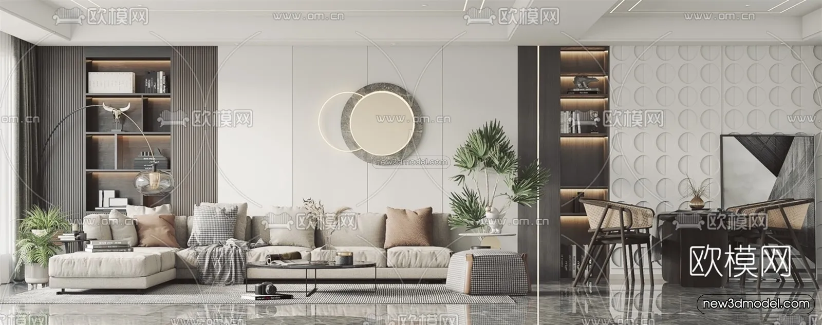 Modern Style Interior 3D Blocks – Living Room 3D Model – 107 – VRAY