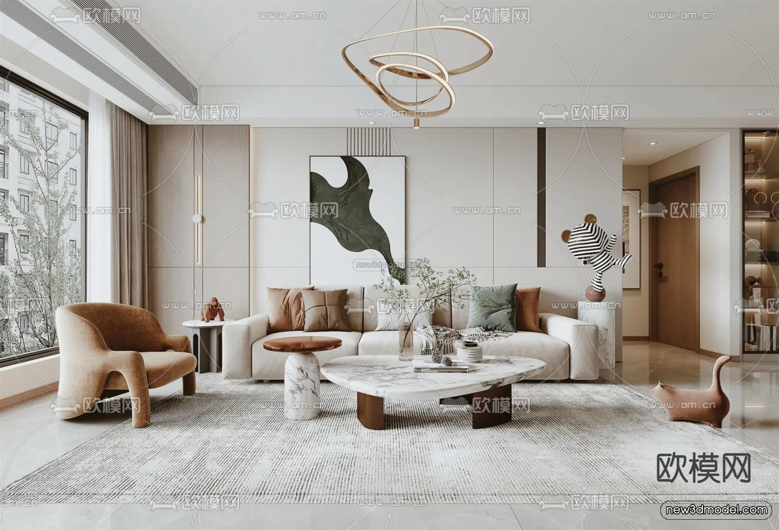 Modern Style Interior 3D Blocks – Living Room 3D Model – 109 – VRAY