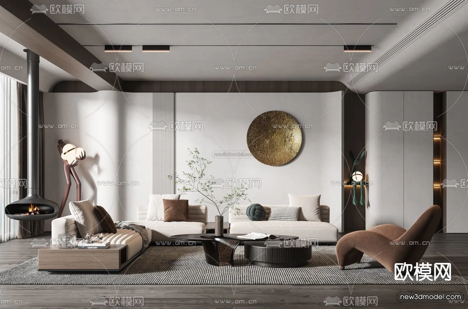 Modern Style Interior 3D Blocks – Living Room 3D Model – 115 – VRAY