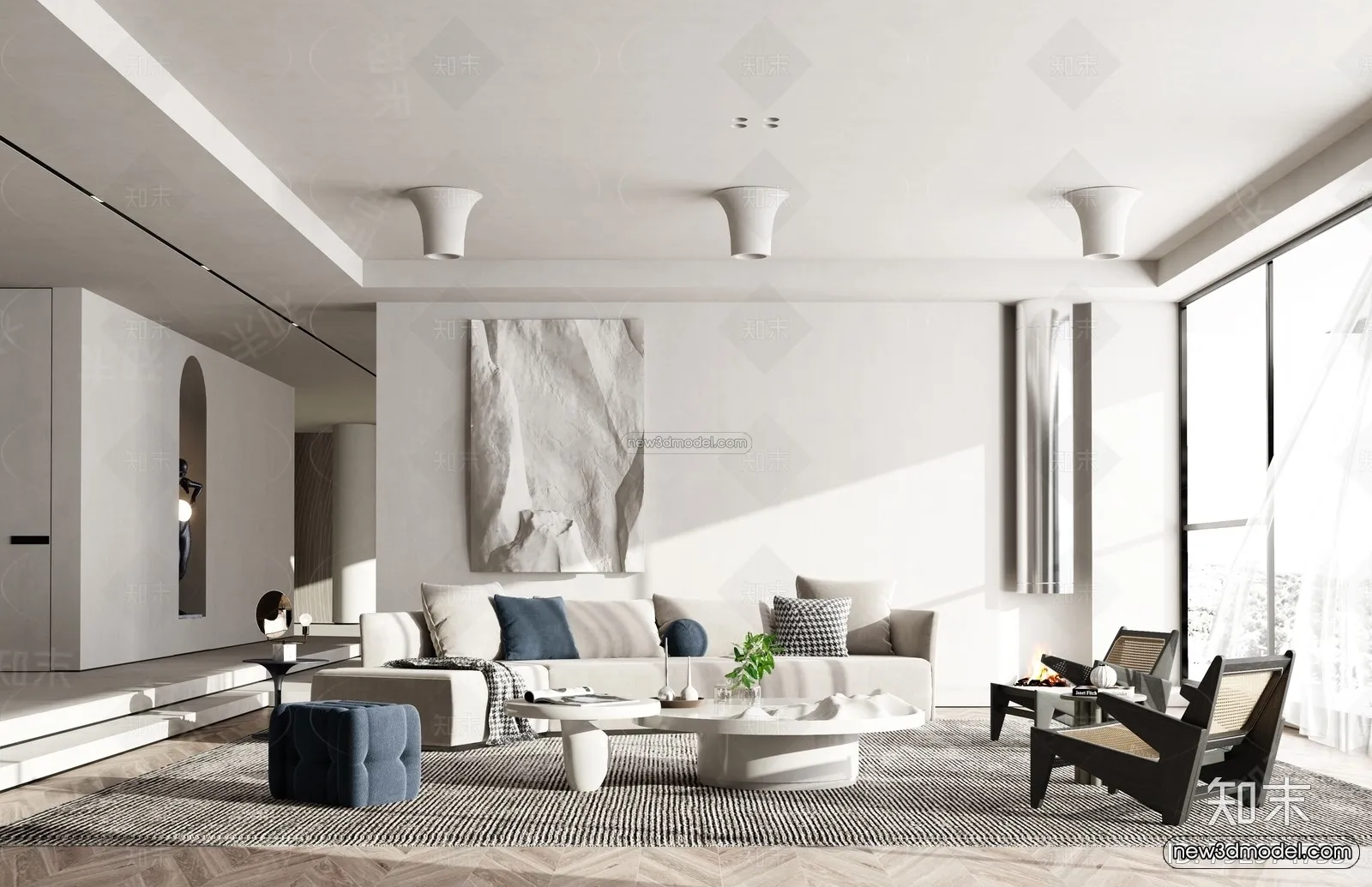 Modern Style Interior 3D Blocks – Living Room 3D Model – 117 – VRAY