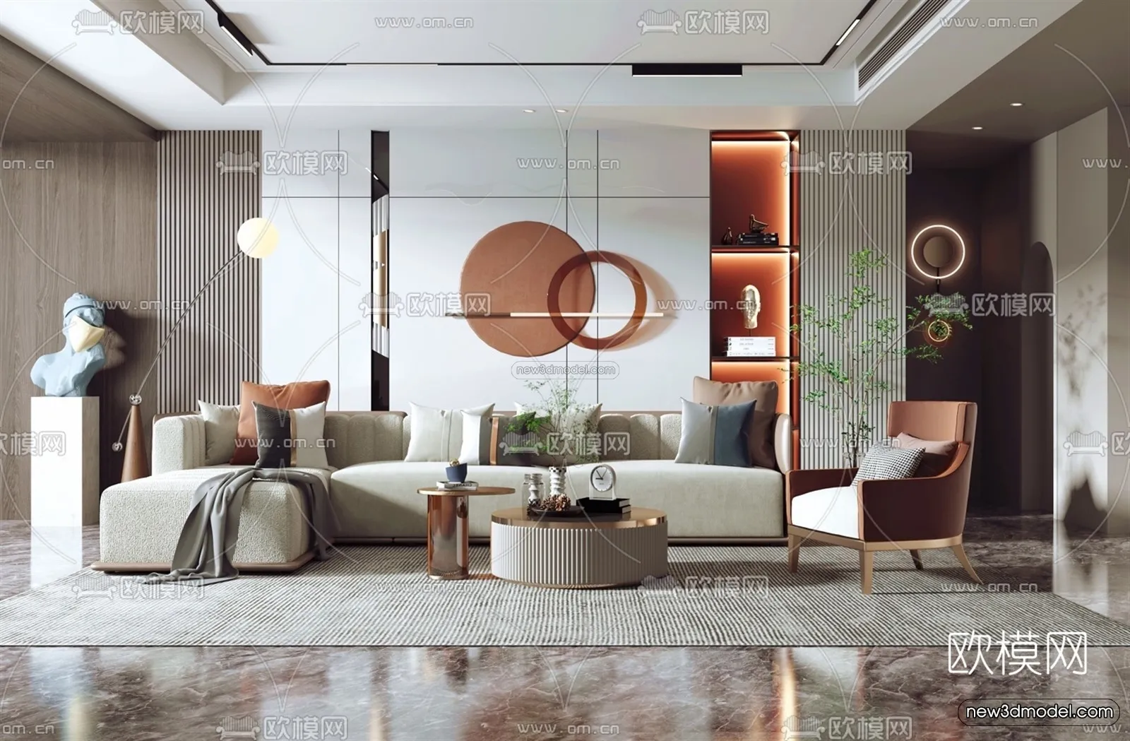 Modern Style Interior 3D Blocks – Living Room 3D Model – 120 – VRAY