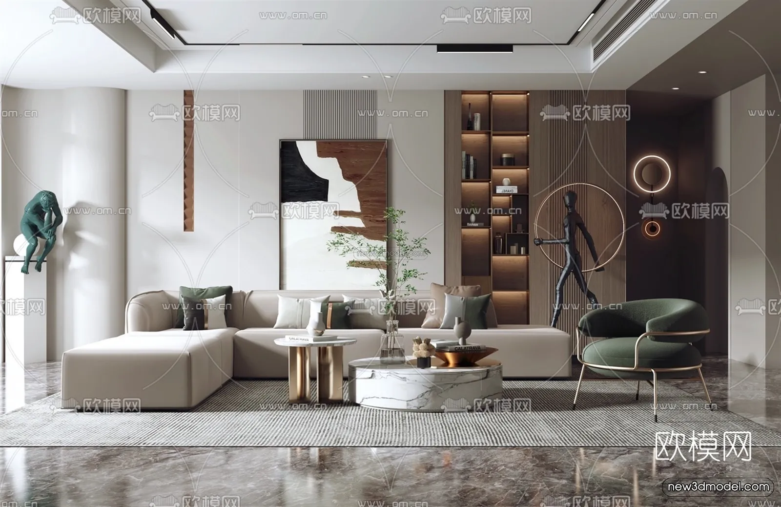 Modern Style Interior 3D Blocks – Living Room 3D Model – 121 – VRAY