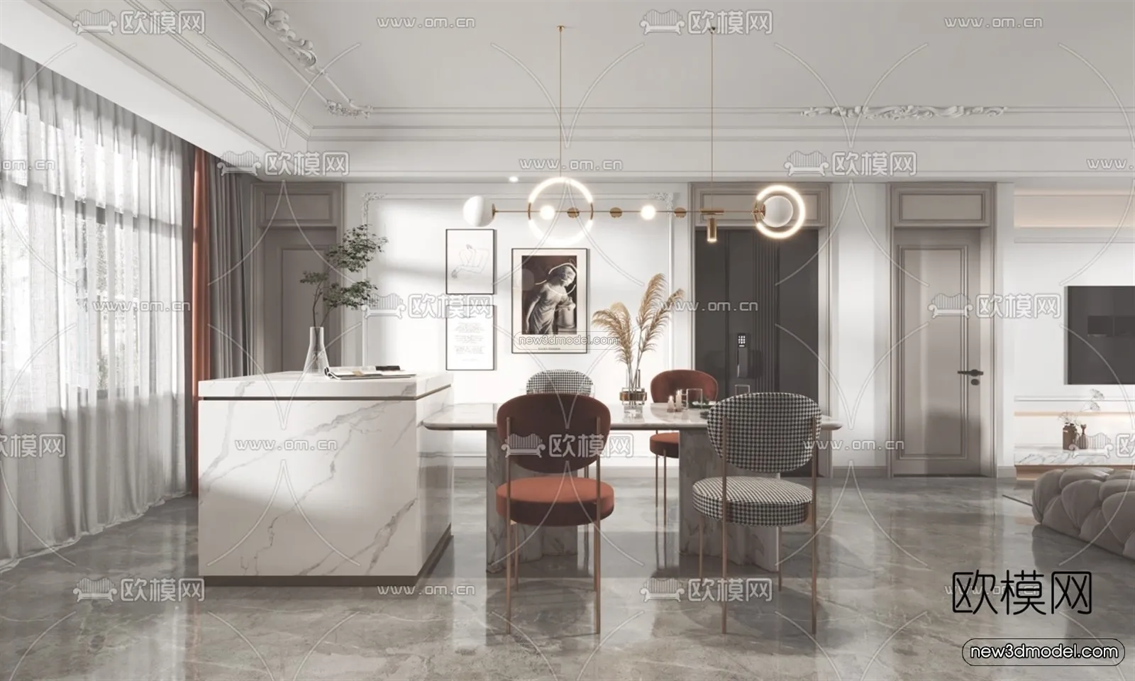 Modern Style Interior 3D Blocks – Living Room 3D Model – 123 – VRAY