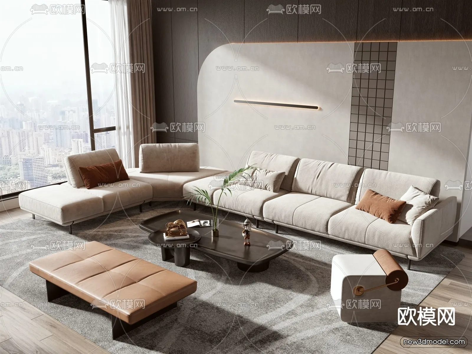 Modern Style Interior 3D Blocks – Living Room 3D Model – 127 – VRAY