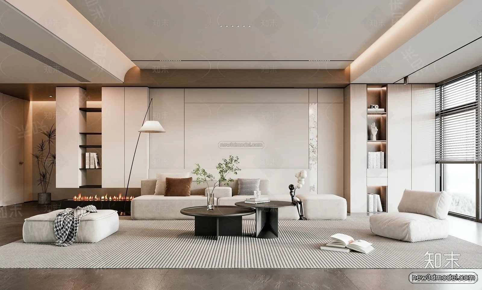 Modern Style Interior 3D Blocks – Living Room 3D Model – 128 – VRAY