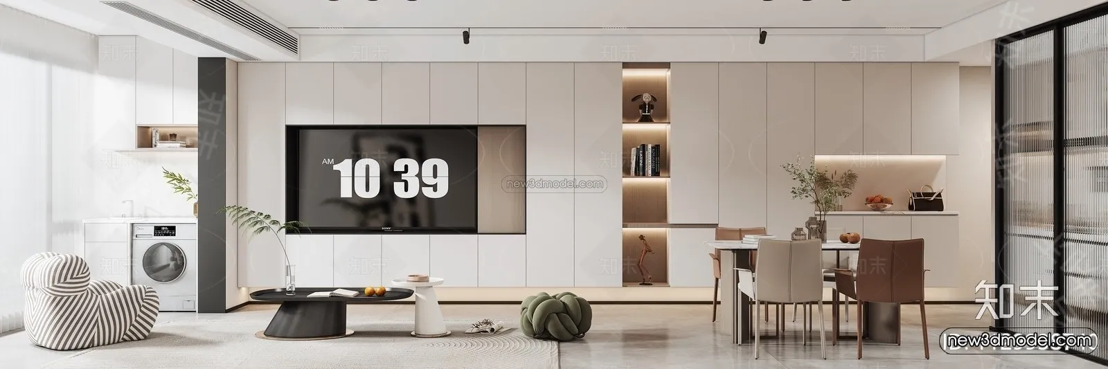 Modern Style Interior 3D Blocks – Living Room 3D Model – 129 – VRAY