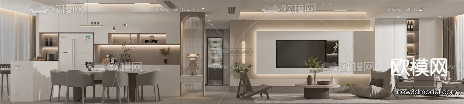 Modern Style Interior 3D Blocks – Living Room 3D Model – 134 – VRAY