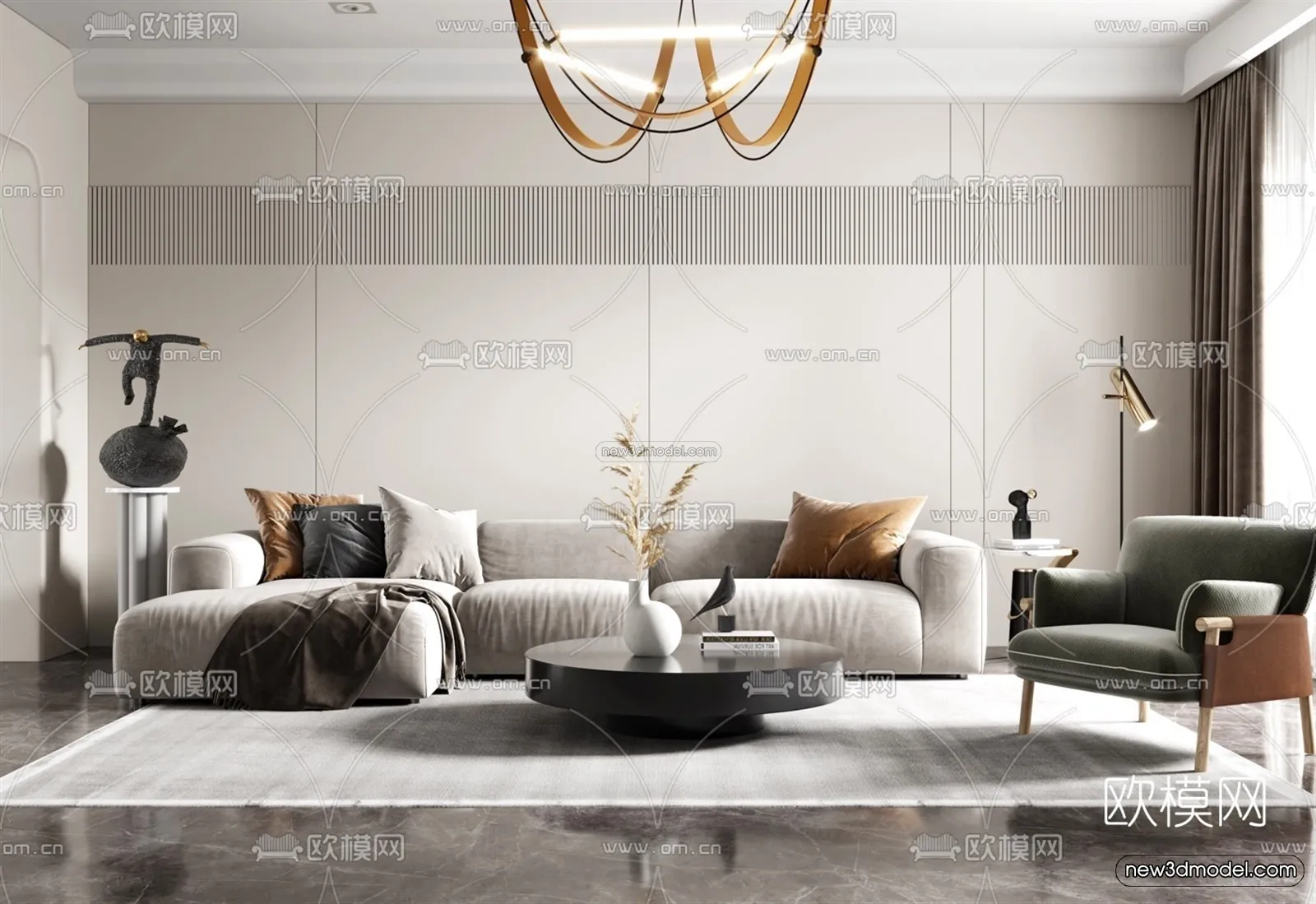 Modern Style Interior 3D Blocks – Living Room 3D Model – 139 – VRAY