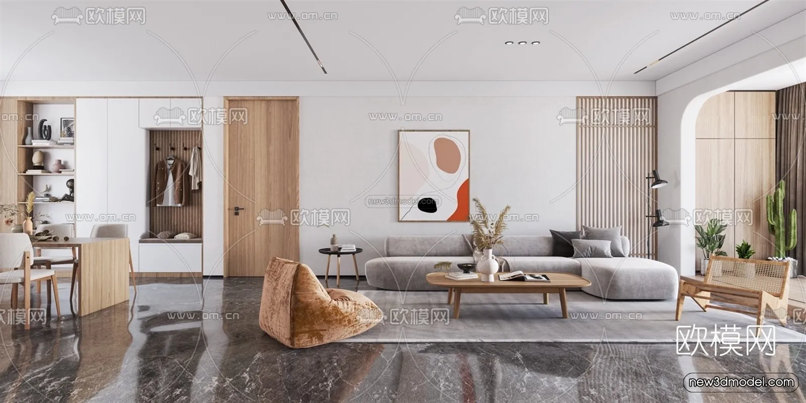 Modern Style Interior 3D Blocks – Living Room 3D Model – 140 – VRAY