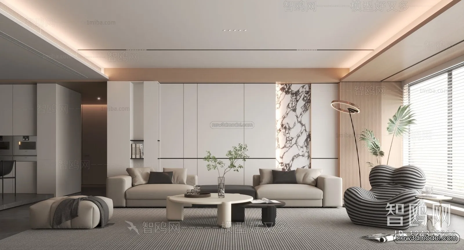 Modern Style Interior 3D Blocks – Living Room 3D Model – 141 – VRAY