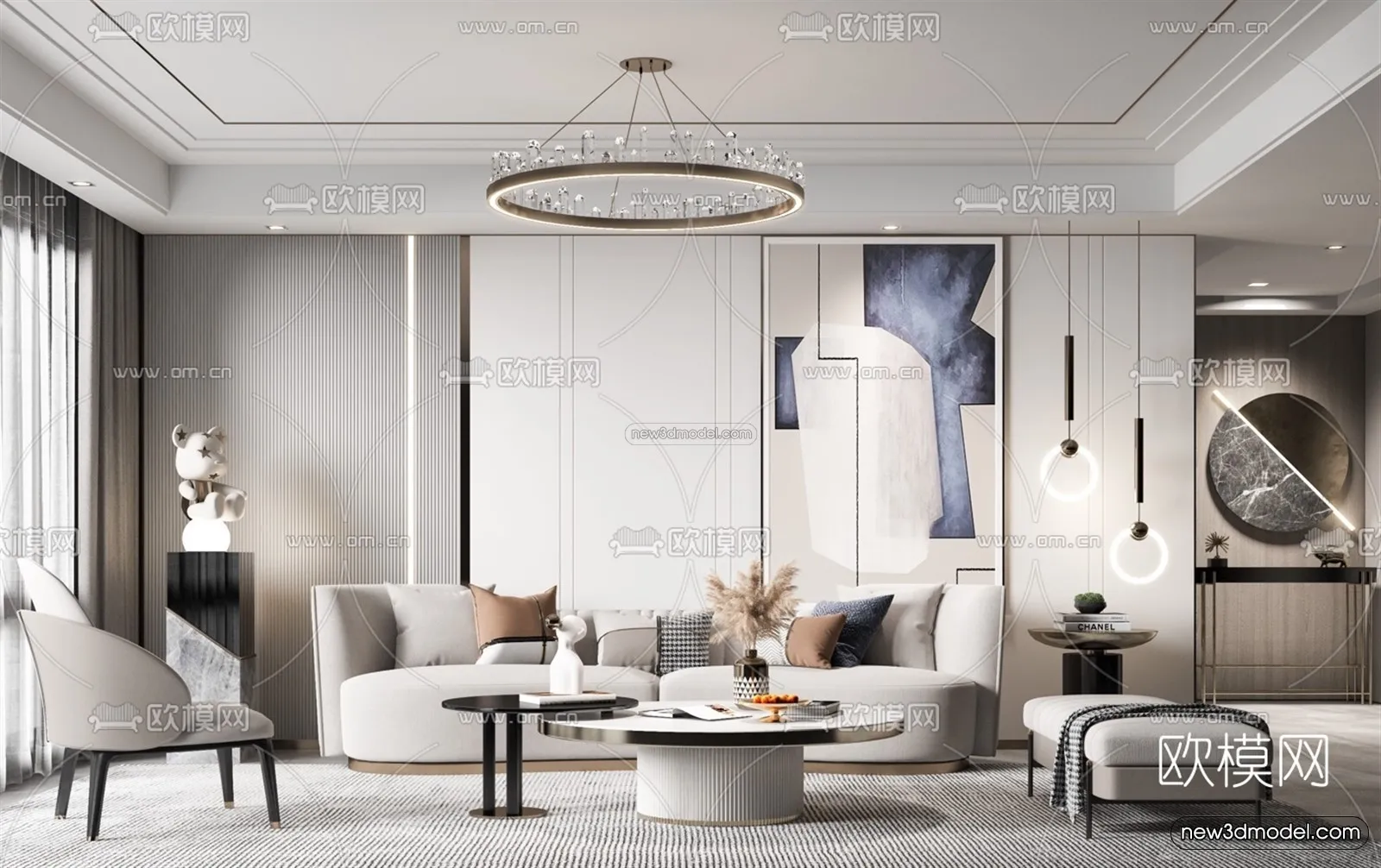 Modern Style Interior 3D Blocks – Living Room 3D Model – 143 – VRAY